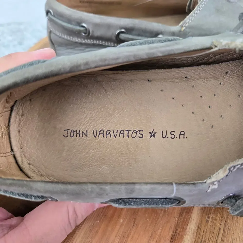 John Varvatos Star USA Mens 9M Gray Leather Laceless Daily Lifestyle Boat Shoe
